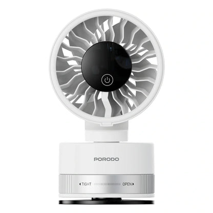 Porodo Chillo Luxe Portable Suction Cup Fan with 4000mAh Rechargeable Battery - White