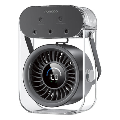 Porodo Lifestyle Chillo Aqua Portable Mist Fan with 500mL Large Water Tank - Black