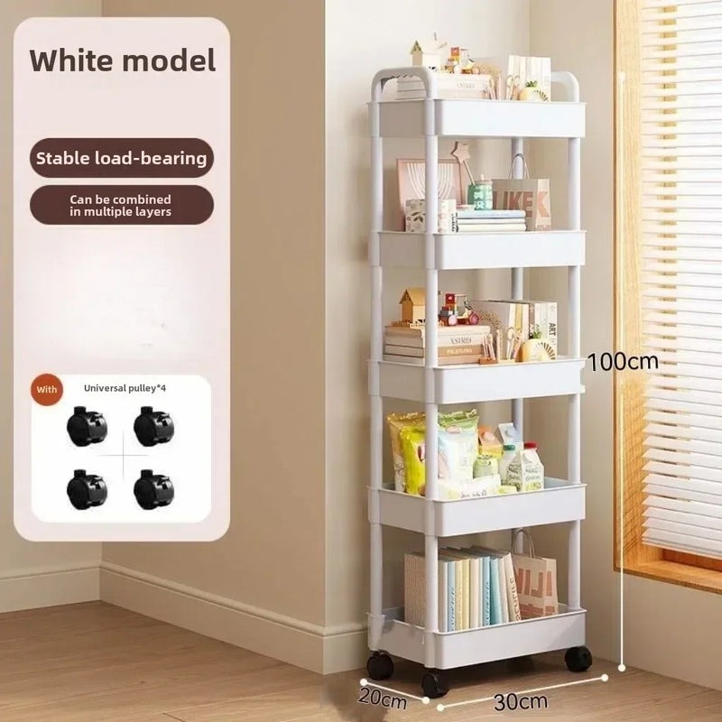 New Multifunctional Storage Cart Open Shelves Book Display Home Decor Organizer Living Room Kitchen Snack Practical Storage Rack detail view